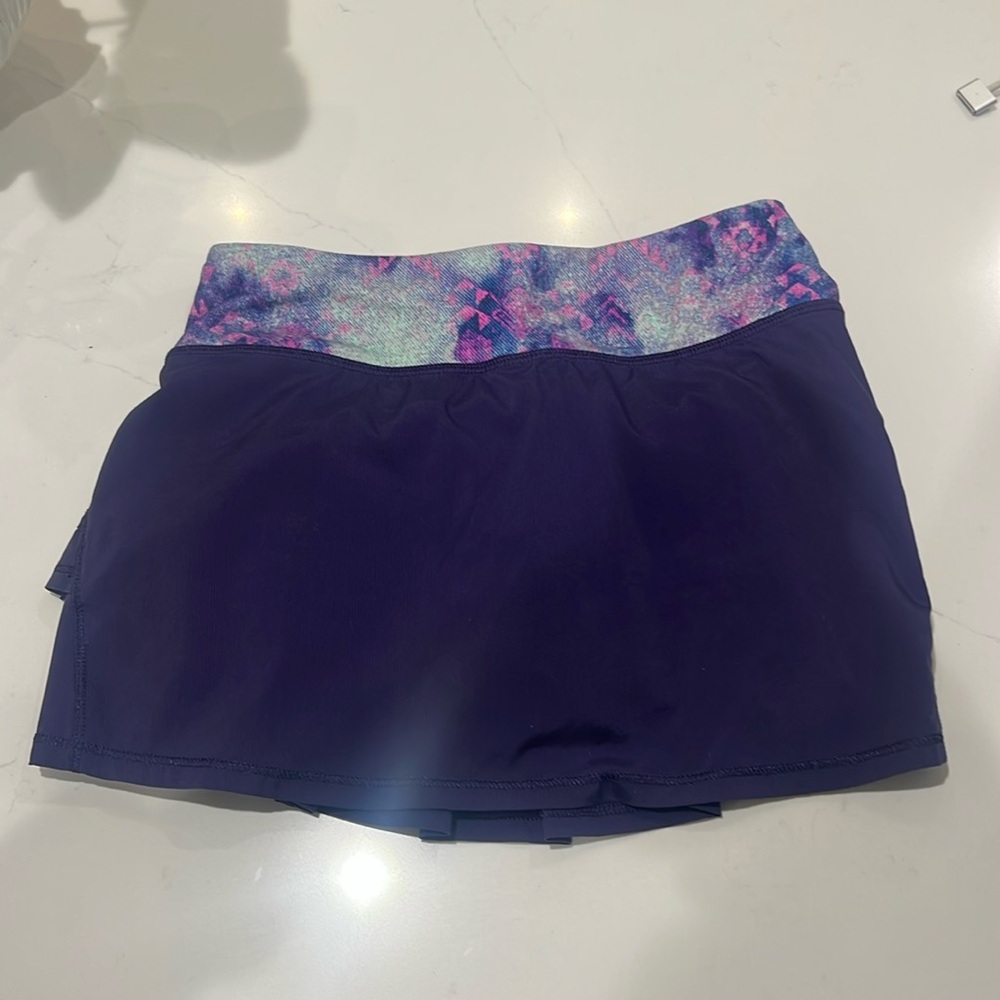 Purple Skirt with Patterned Waistband